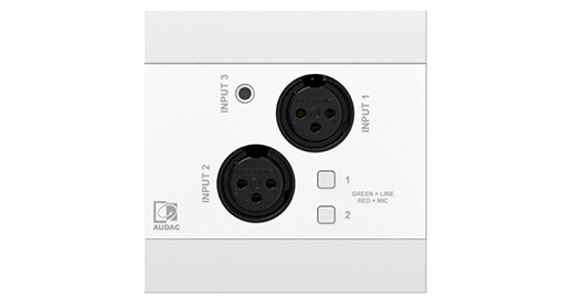 Panneau d'entrée réseau Audac - 2 x XLR + jack 3,5 mm + BT 4 CH - NWP320/W