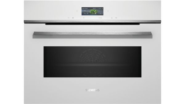 Multifunctionele oven Siemens iQ700, Built-in compact oven with microwave function, 60 x 45 cm, White, CM724G1W1