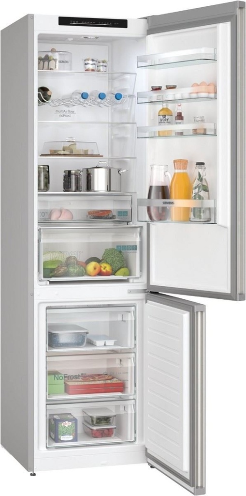 Frigo congélateur top Siemens iQ300, free-standing fridge-freezer with freezer at bottom, 203 x 60 cm, Inox-easyclean, KG39N2IAF