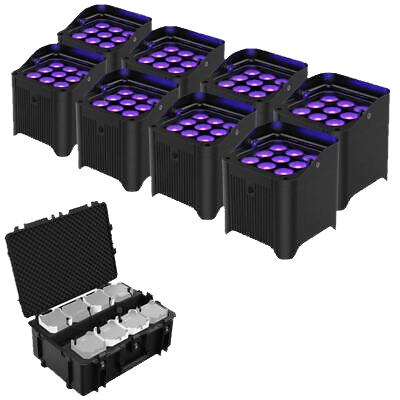 set Freedom Par draadloze uplighter op batterij (8 stuks)