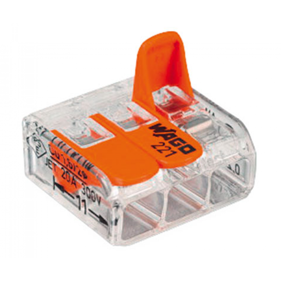 (verpakking 50) compacte verbindingsklem 3 x 0.2 - 4 mm² voor alle kabelsoorten