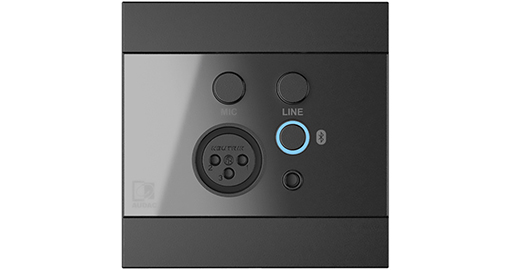 Audac Panneau mural universel - Microphone, ligne & récepteur Bluetooth - 80 x 80 mm - WP225/B