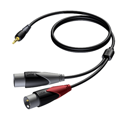[RENT OVERGANG 3.5mm JACK stereo male <> 2x XLR male] huur: OVERGANG 3.5mm JACK stereo male <> 2x XLR male