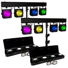 [RENT COB4BARDUO] huur: Set van 2x JB Systems COB4-bar op lichtstatief + LEDCON02 Mk2 lichtsturing